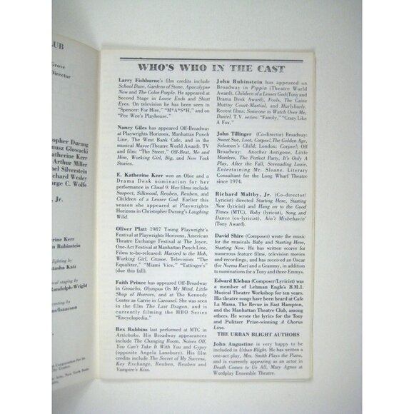 Urban Blight Manhattan Theatre Club Stage I Program 1988 Durang Fuller Fishburne - Picture 3 of 4